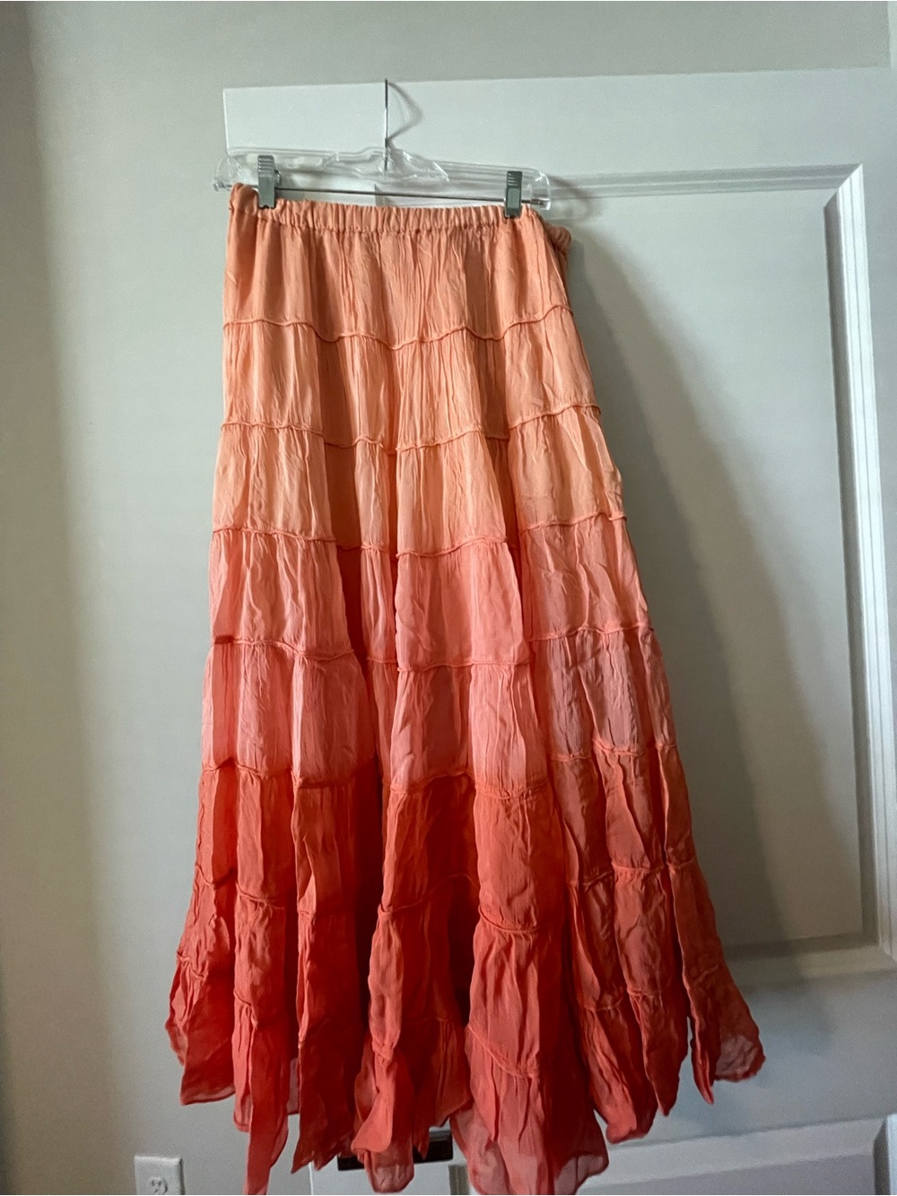 Tiered Ombre Coral Maxi Skirt